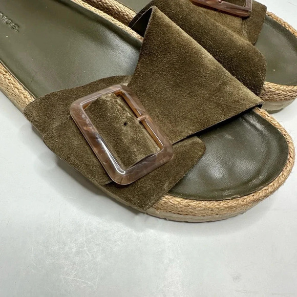 VINCE Grant Suede Buckle Espadrille Platform Slides in Spruce Size 11 - Picture 4 of 11